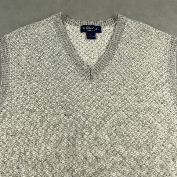 Brooks Brothers Men's XL 100% Camel Hair Sweater Vest Knit Preppy Oatmeal - Picture 3 of 8